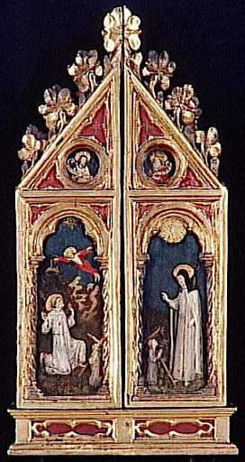 TRIPTYQUE (Volets fermés : stigmatisation de saint François avec un donateur franciscain) (Volets ouverts : la Nativité et le Couronnement de la Vierge et du Christ)