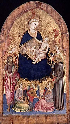 LA VIERGE ET L'ENFANT AVEC QUATRE SAINTS ET TROIS ANGES MUSICIENS