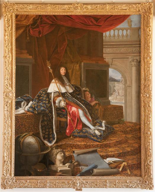 Louis XIV protecteur de l'Académie Royale de Peinture et de Sculpture ; LOUIS XIV, ROI DE FRANCE ET DE NAVARRE (1638-1715) (ancien titre)