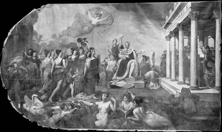 LE ROI DONNANT AUX ARTS LE MUSEE CHARLES X. 4 NOVEMBRE 1827