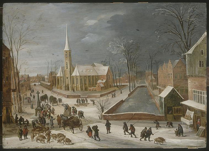 VUE D'UN VILLAGE EN HIVER