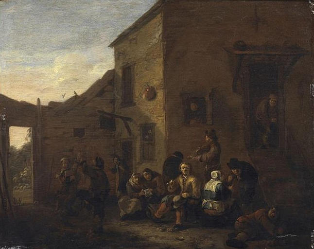 BUVEURS A LA PORTE D'UN CABARET