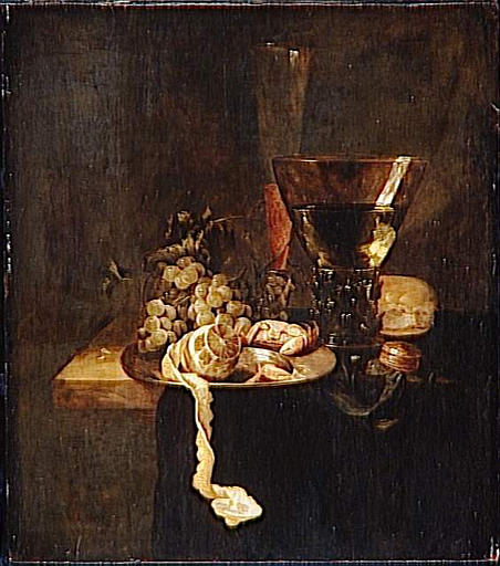 NATURE MORTE AU CITRON PELE ET AU VERRE, DIT AUTREFOIS RELIEFS D'UN DEJEUNER