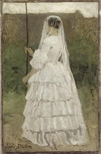 JEUNE FILLE PORTANT UNE BANNIERE