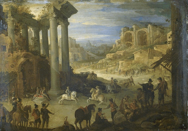 MARCHANDS FORAINS DANS LES RUINES