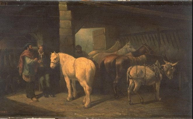 CHEVAUX DANS UNE ECURIE