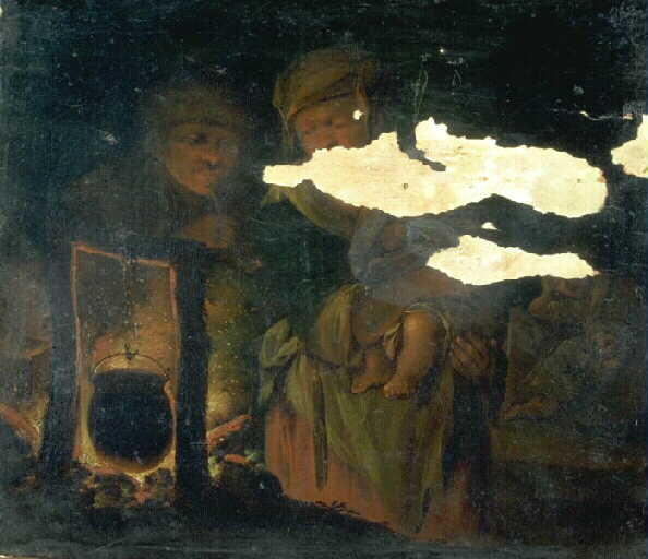 Famille autour du feu