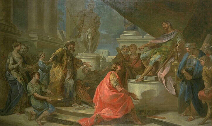 Auguste se fait prêter serment de fidélité par des princes barbares