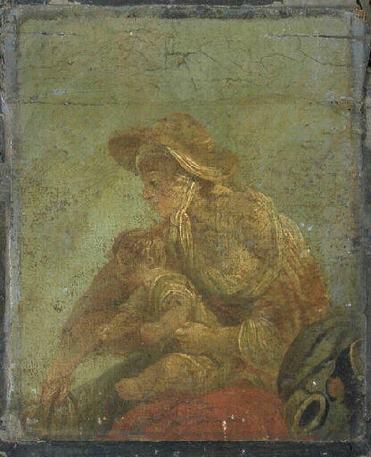 Jeune femme assise avec un enfant