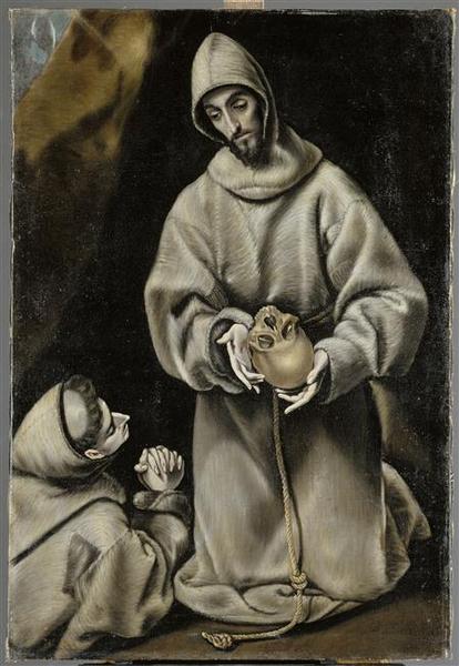 SAINT FRANCOIS D'ASSISE ET FRERE LEON MEDITANT SUR LA MORT