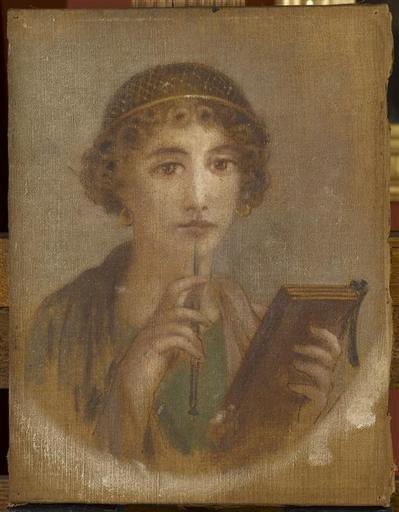 Portrait de femme (copie d'après une peinture pompéienne) (recto) ; Femme nue assise de dos au bord d'une fontaine (verso)