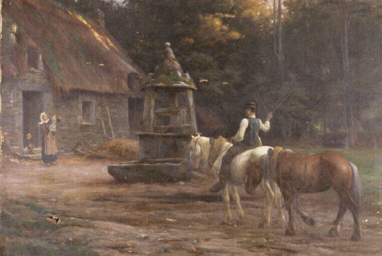Ferme bretonne ; Le retour, fin de journée (autre titre)