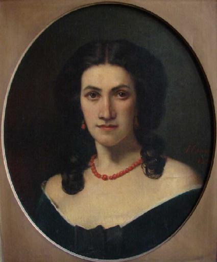 Portrait de femme au collier de corail