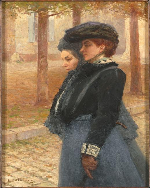 LES DAMES MAILLAUD (MERE ET EPOUSE DE L'ARTISTE DANS UNE RUE D'ISSOUDUN)