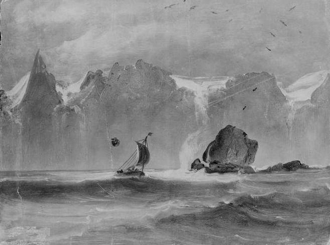 UN BATEAU OTRING SOUS LA MONTAGNE LES SEPT SOEURS