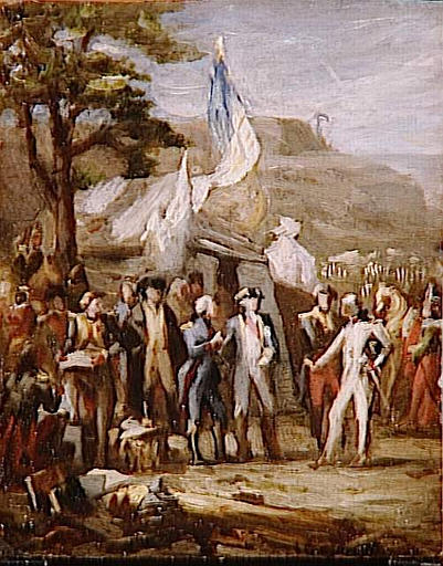 Washington, Rochambeau, La Fayette et leur état major à Yorktown