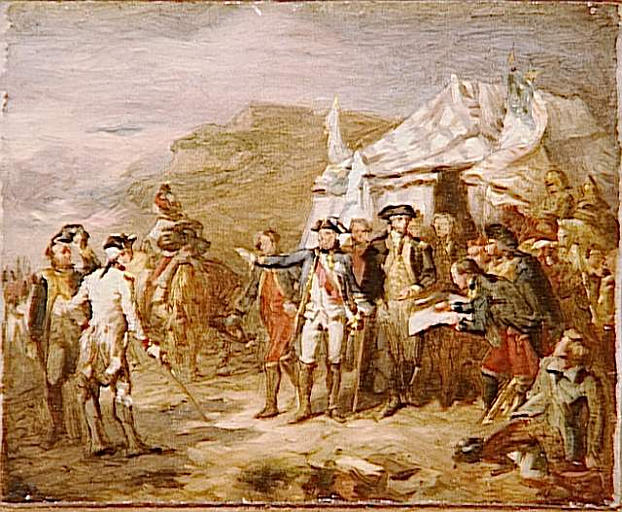 Washington, Rochambeau, La Fayette et leur état major à Yorktown