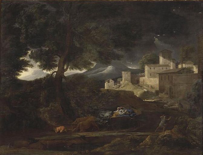 L'ORAGE.DIT PAYSAGE A L'ARBRE FOUDROYE