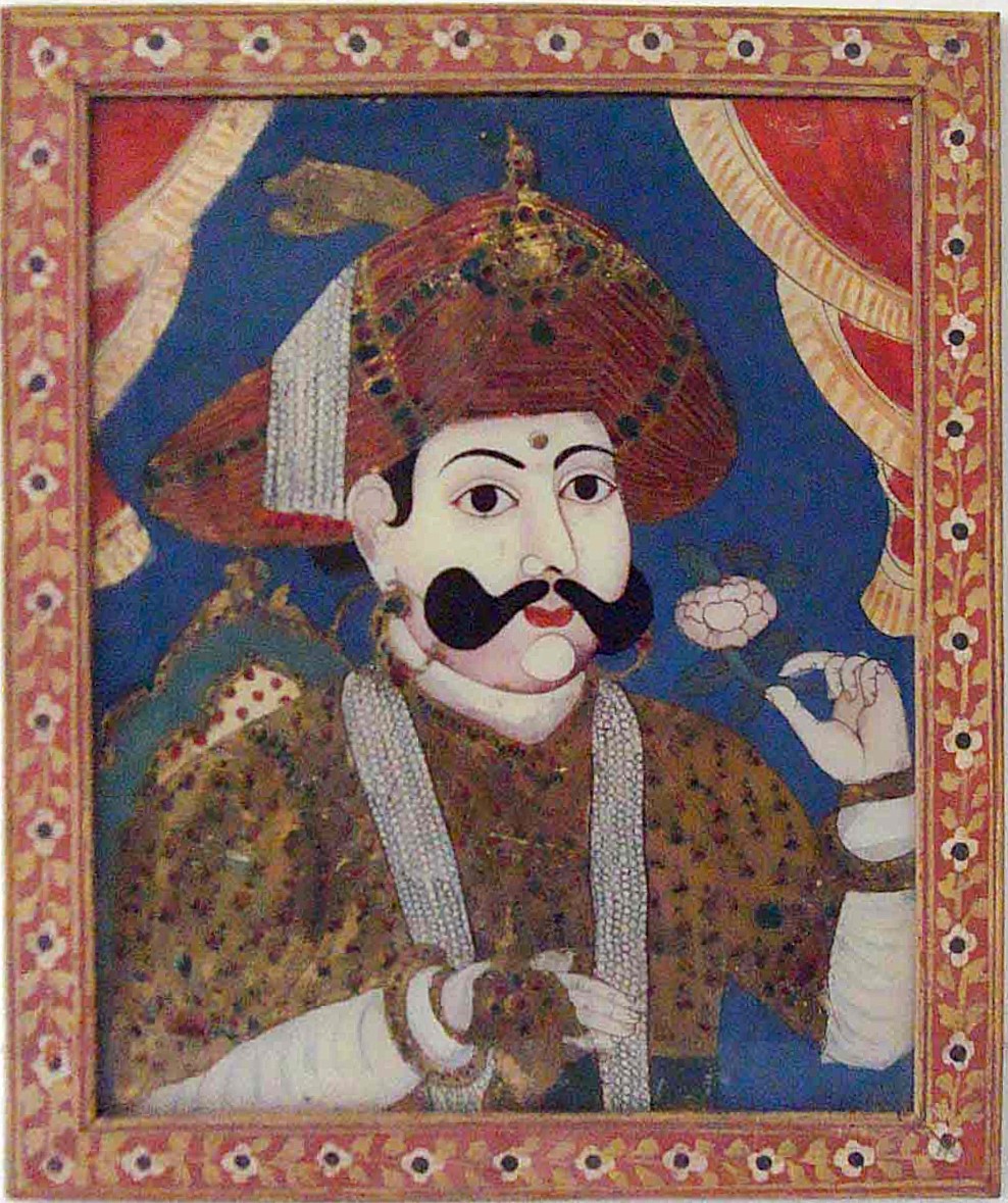 LE RAJAH DE TANJOUAR EN GRANDE TOILETTE, LA PEAU COUVERTE D'UN ENDUIT DE PLATRE