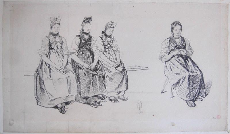 Quatre Alsaciennes en costume