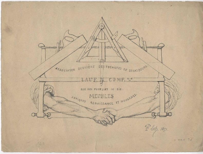 Projet pour une carte-réclame d'ébénistes