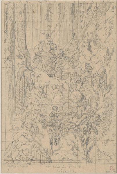 Un chemin dans les Vosges (Titre inscrit ) ; Dessin préparatoire pour une peinture (Titre inscrit )