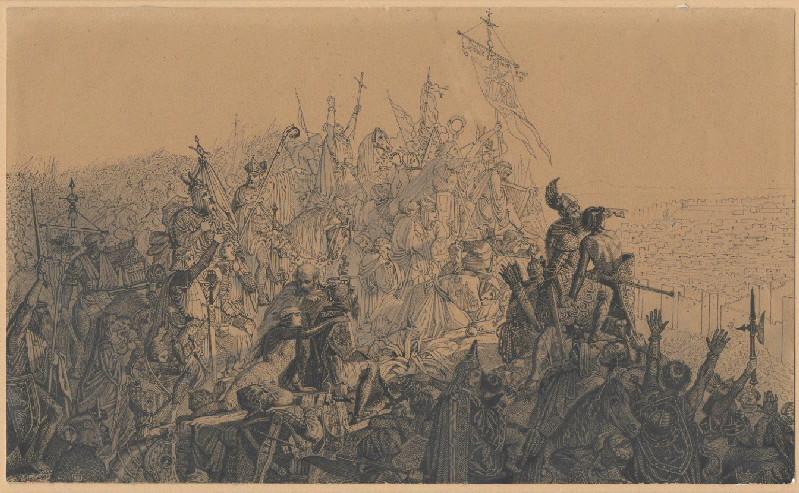 Les Croisés devant Jérusalem ; Dessin préparatoire pour une gravure ; Dessin préparatoire pour une peinture