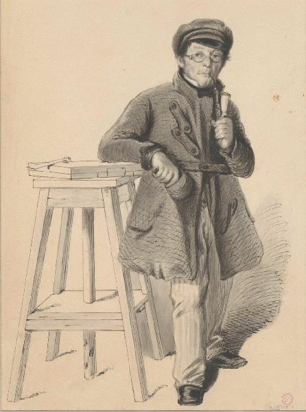 Portrait du sculpteur André Friedrich ; Dessin préparatoire pour une lithographie