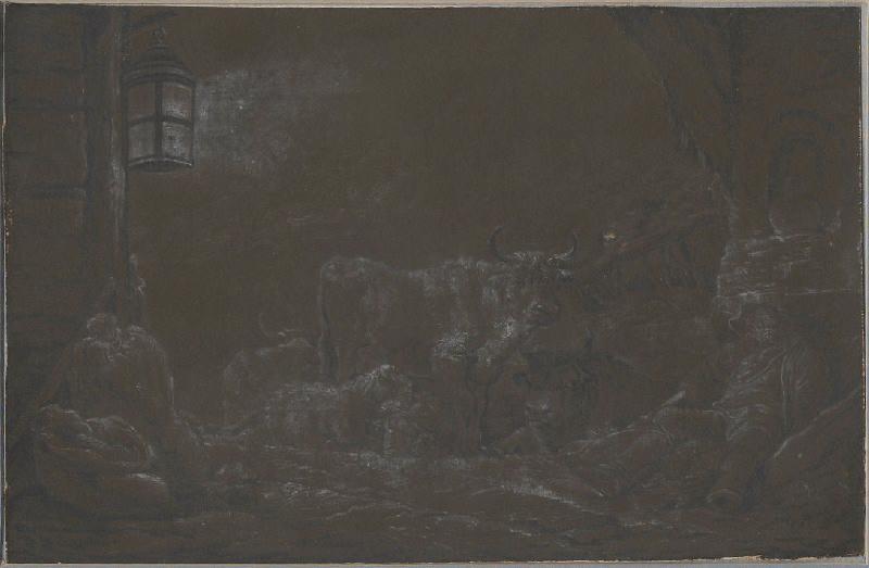 Scène nocturne avec berger