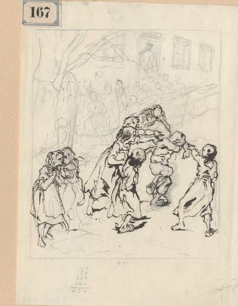 A la sortie d'une école ; Esquisse pour une illustration