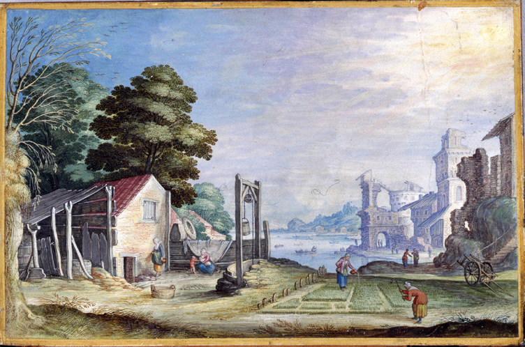 Paysage avec ferme et ruine