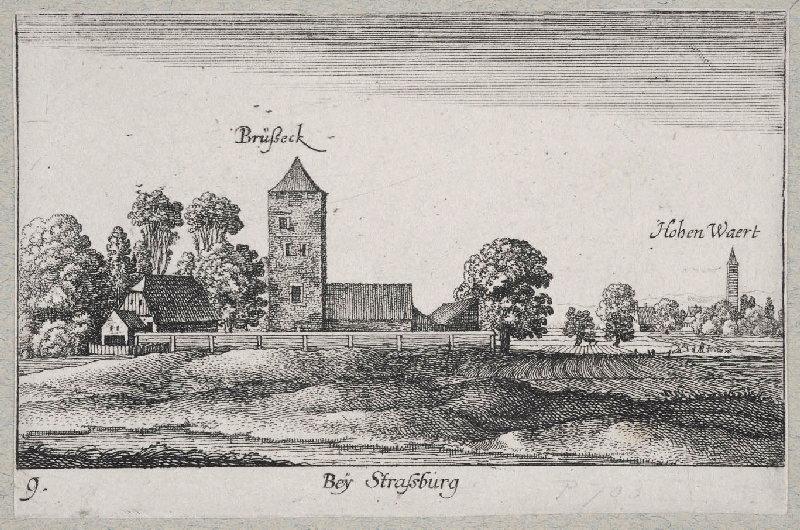 Amoenissimae effigies (n° 09) ; La tour du Breuscheck près de Strasbourg ; Bey Strassburg