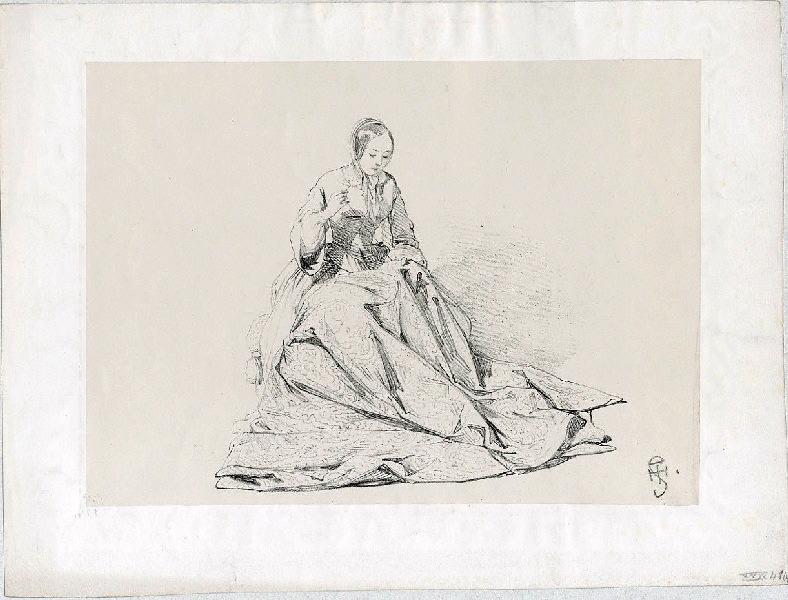 Jeune fille cousant (2e état)