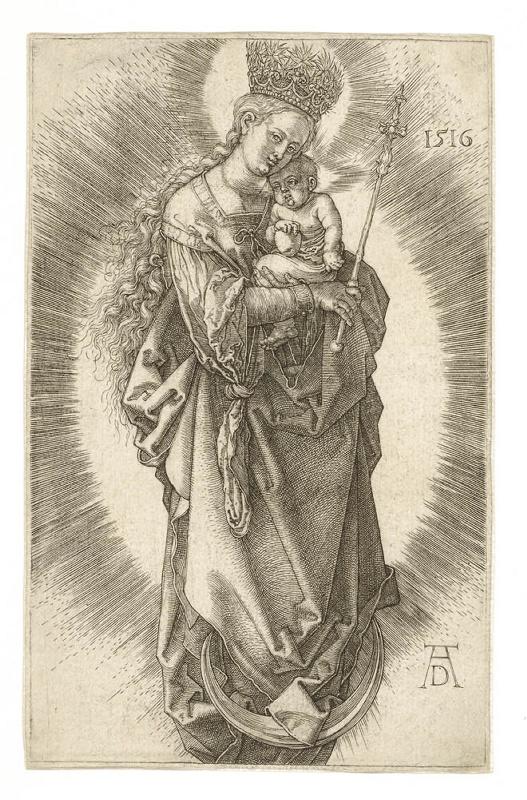 La Vierge sur un croissant de lune, couronne étoilée sceptre