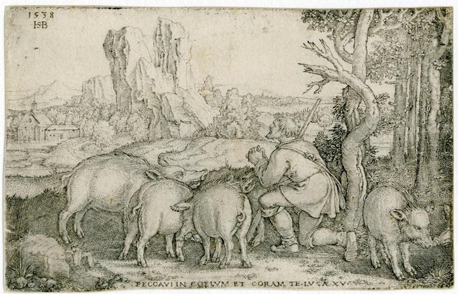 Le fils prodigue ; L'enfant prodigue gardant les pourceaux