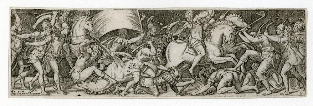 Combat de cavaliers et de fantassins