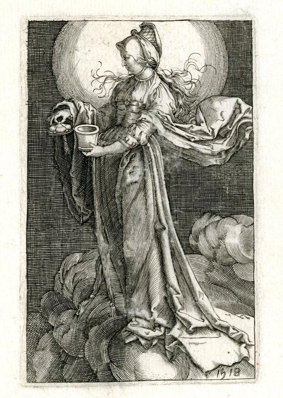 Sainte Madeleine debout sur les nuages