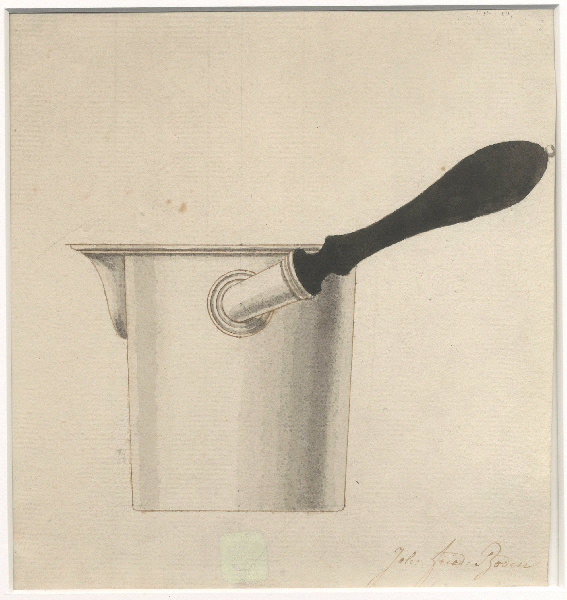 Verseuse à manche droit ; Dessin d'orfèvrerie