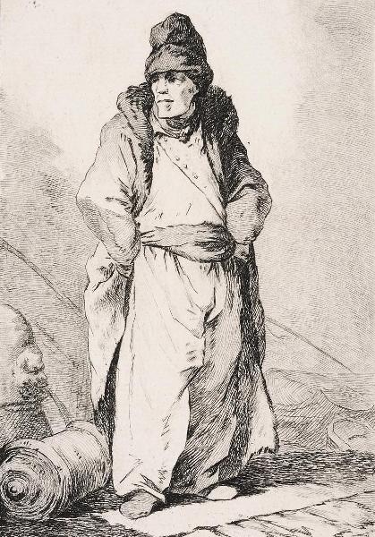 Matelot provençal avec son grand caban ou grande veste ; portrait d'homme