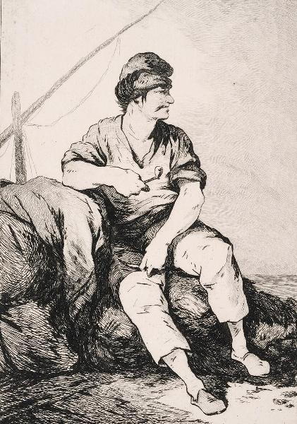 Matelot italien avec sa veste du travail ; portrait d'homme