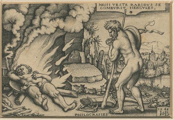 Les travaux d'Hercule : Hercule brûlant sur un bûcher
