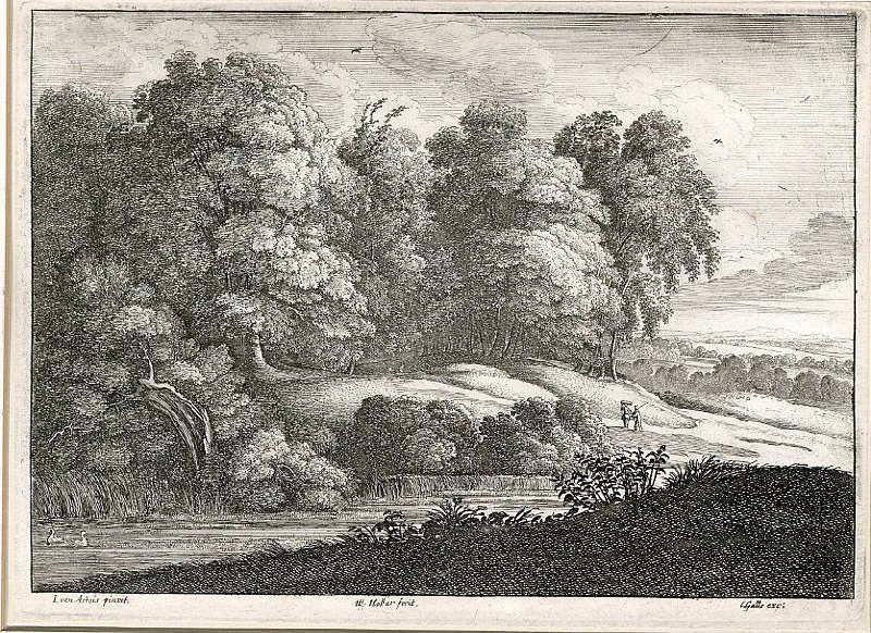 Homme et femme à la lisière d'un bois ; Der mann und die frau am waldrande