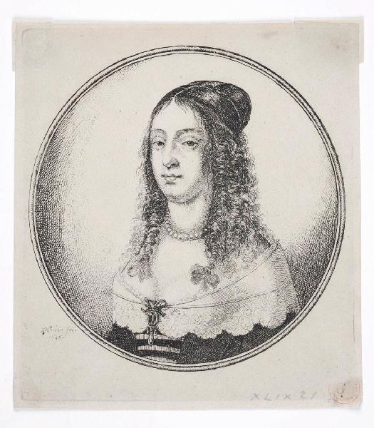 Portrait circulaire de femme ; Die frau mit bandschleifen