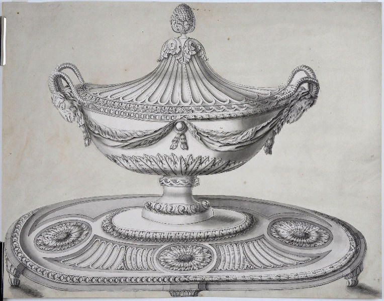 Pot à oille ; Plateau ; Dessin d'orfèvrerie