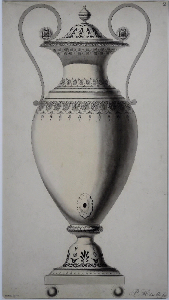 Vase ; Dessin d'orfèvrerie
