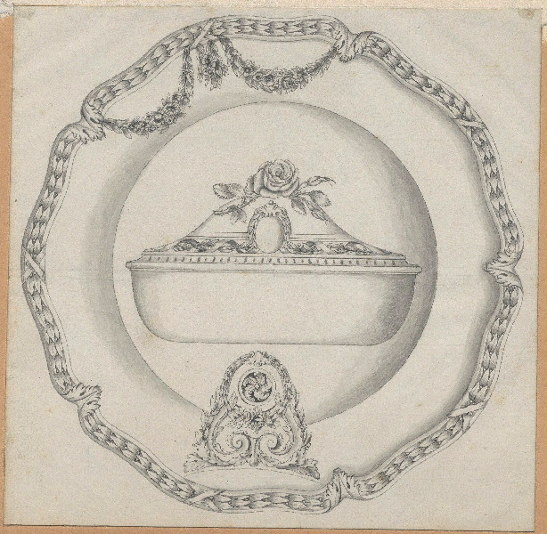 Ecuelle ; Plateau ; Dessin d'orfèvrerie