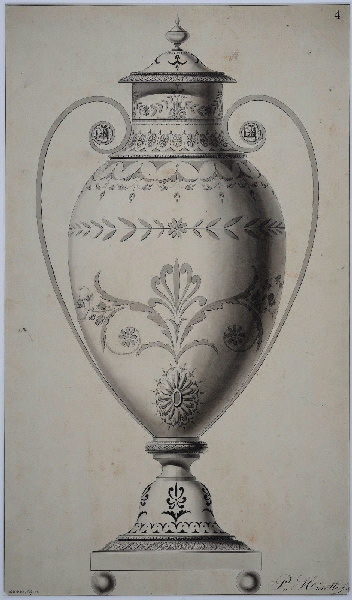 Vase ; Dessin d'orfèvrerie