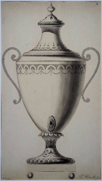 Vase ; Dessin d'orfèvrerie