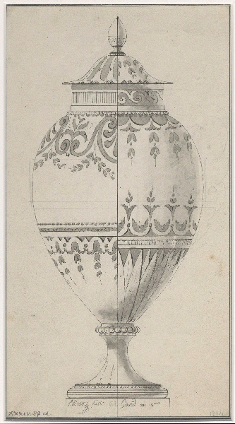 Vase ; Dessin d'orfèvrerie