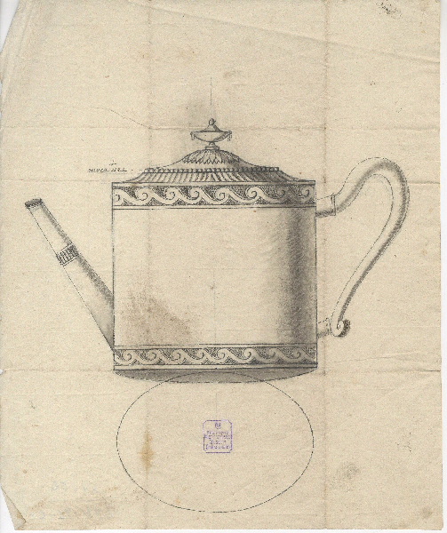 Théière ; Dessin d'orfèvrerie